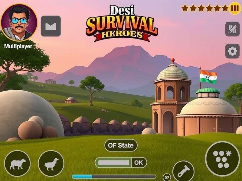 Desi Survival Heroes gameplay screenshot showing Indian landscape